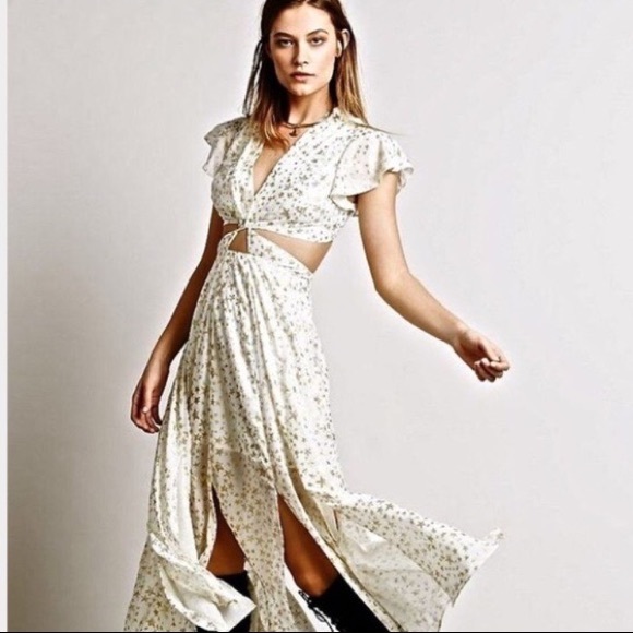 Free People Dresses & Skirts - Free People Ivory and Gold Star Cutout Dress